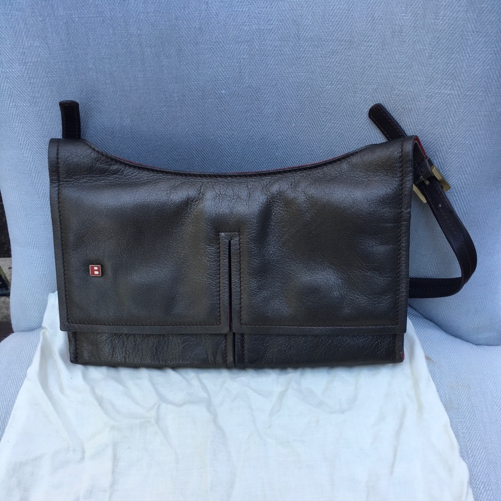 Authentic leather metallic olive Bally shoulder bag